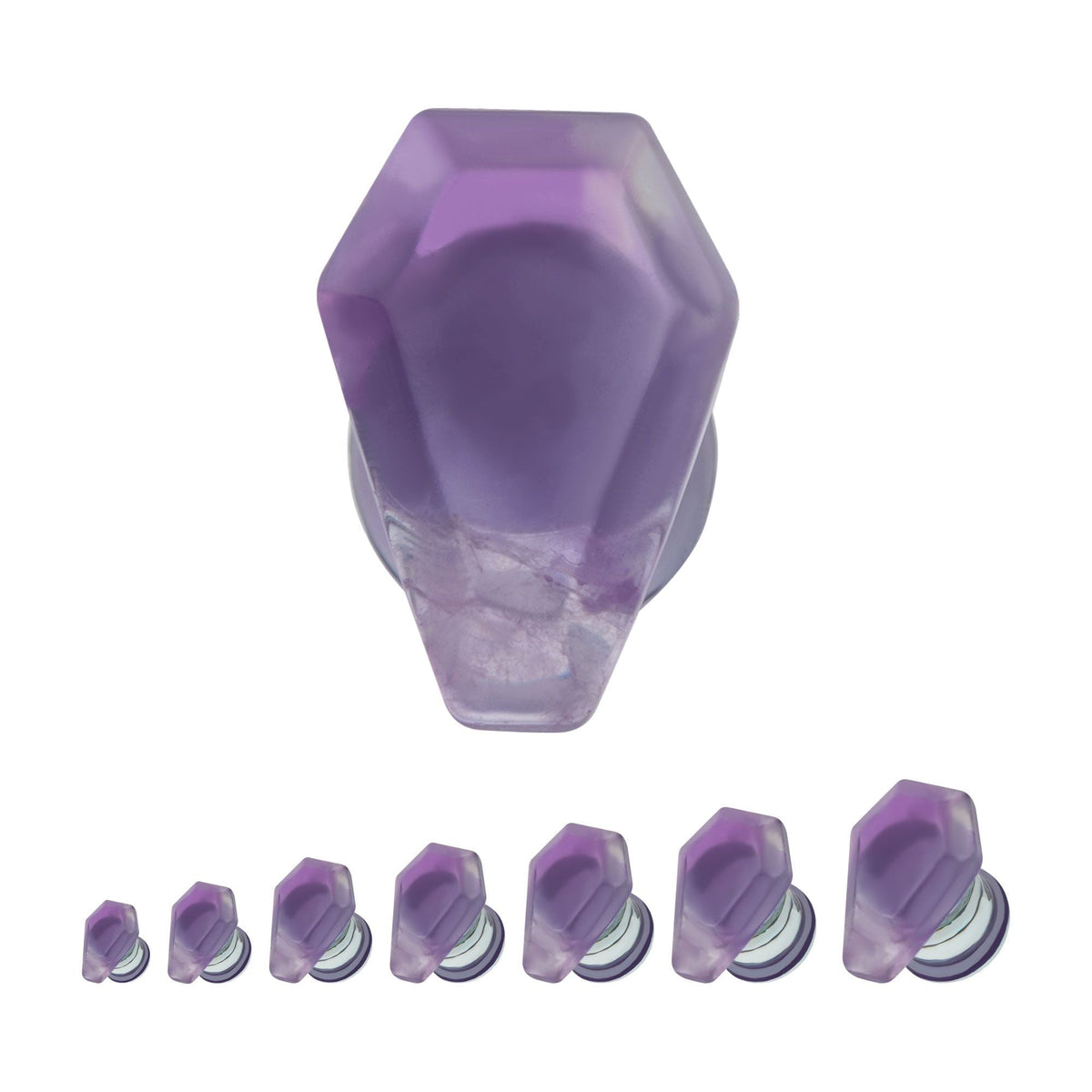 TBD-Organics Amethyst Stone Coffin Double Flare Glass Plug -Rebel Bod-RebelBod