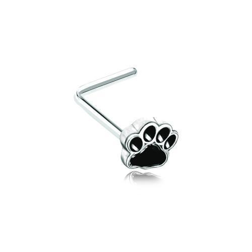 Animal Lover Paw Print L-Shape Nose Ring