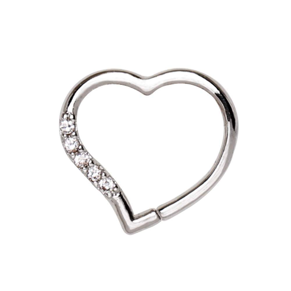 Annealed Jeweled Heart Cartilage Earring Bendable Ring - 1 Piece
