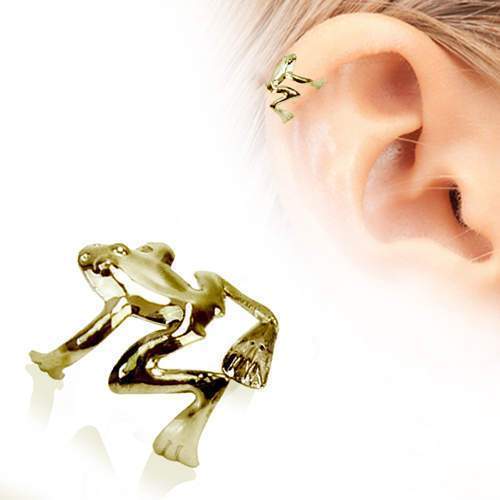 Antique Gold Plated Tree Frog Fake Cartilage Ear Cuff - 1 Piece