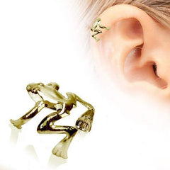 Antique Gold Plated Tree Frog Fake Cartilage Ear Cuff Piece