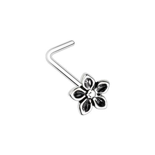 Antique Heirloom Flower L-Shape Nose Ring