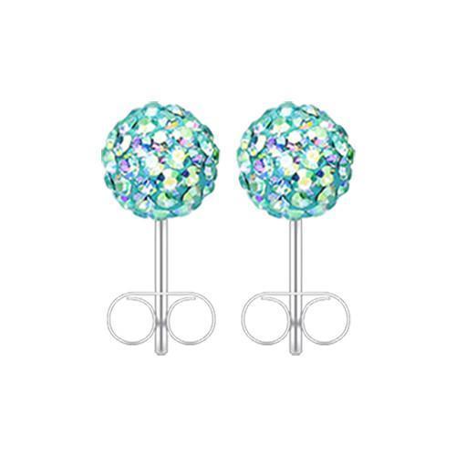 Aqua/Aurora Borealis Multi-Sprinkle Dot Multi Gem Aurora Ball Ear Stud Earrings - 1 Pair