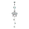Aqua/Aurora Borealis Royal Crown Sparkle Belly Button Ring
