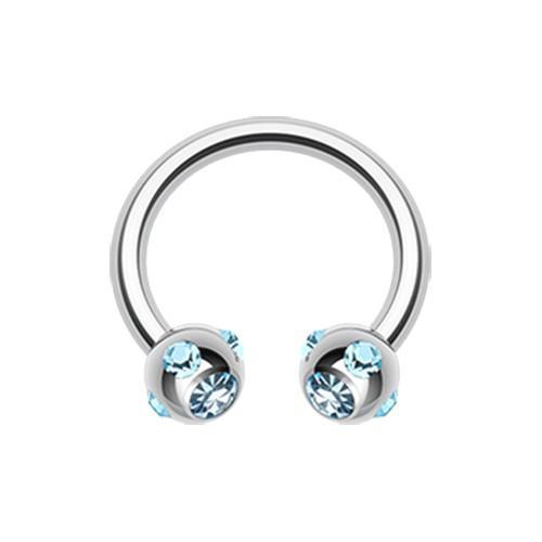 Aqua Aurora Gem Ball Horseshoe Circular Barbell