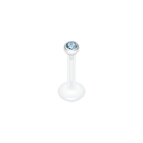 Aqua Bio-Flex Gem Ball Push-Fit Labret Retainer - 1 Piece