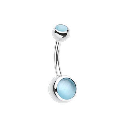 Aqua Cat Eye Stone Belly Button Ring