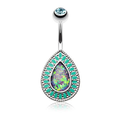 Aqua Classic Chakra Opal Belly Button Ring