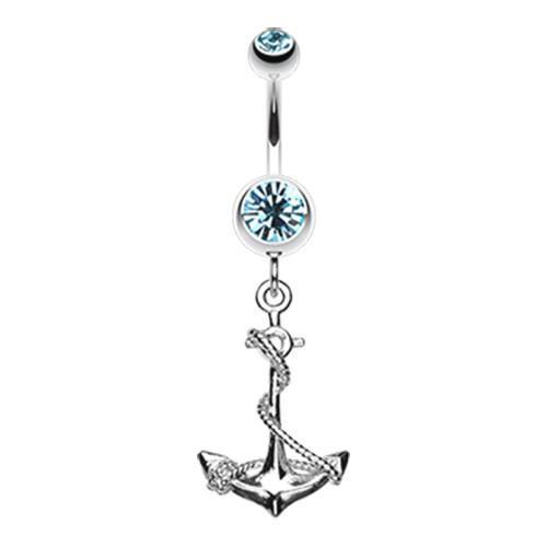 Aqua Classic Rope Anchor Belly Button Ring