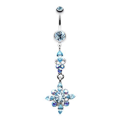 Aqua Dangling Shine Drops Belly Button Ring