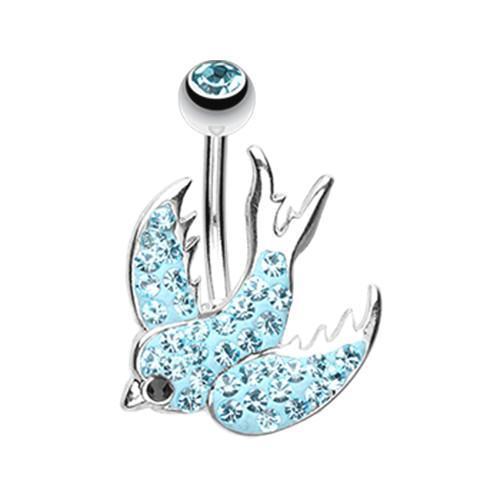 Aqua Dazzling Swallow Multi-Sprinkle Dot Belly Button Ring