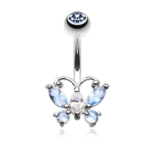 Aqua Delightful Butterfly Belly Button Ring