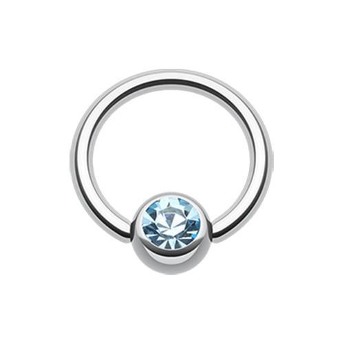 CAPTIVE BEAD RING Aqua Gem Ball Steel Captive Bead Ring -Rebel Bod-RebelBod