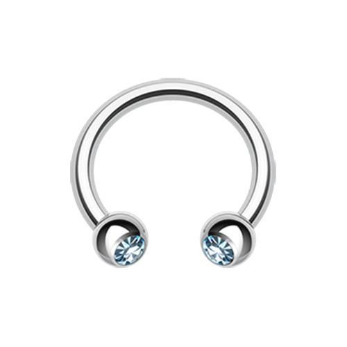 Aqua Gem Ball Horseshoe Circular Barbell