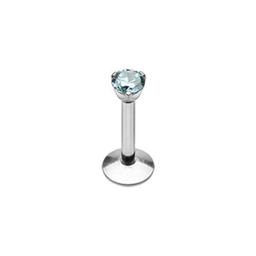 Labret Studs Aqua Gem Top Prong Set Steel Labret -Rebel Bod-RebelBod