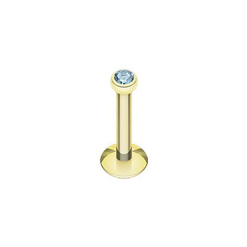 Aqua Gold Plated Gem Ball Internally Threaded Labret