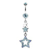 Aqua Layered Star Sparkle Belly Button Ring