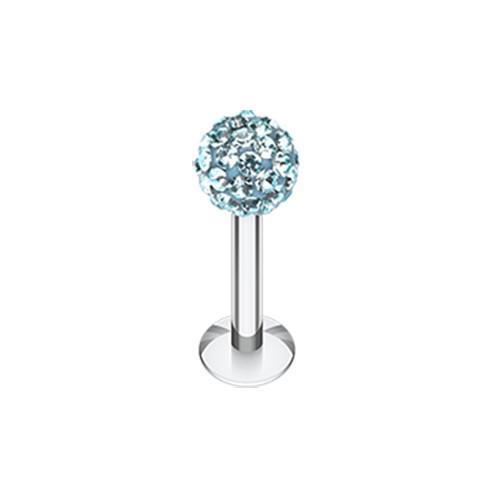 Aqua Multi-Sprinkle Dot Multi Gem Ball Steel Labret