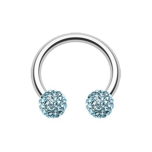 Aqua Multi-Sprinkle Dot Multi Gem Horseshoe Circular Barbell