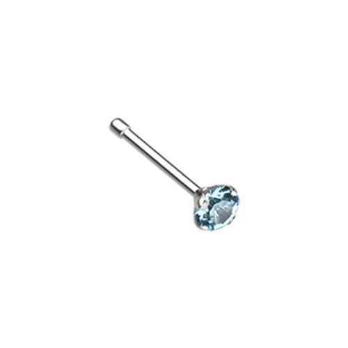 Aqua Prong Set Gem Top Nose Stud Ring Rebel Bod