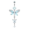 Aqua Shimmering Butterfly Sparkle Belly Button Ring