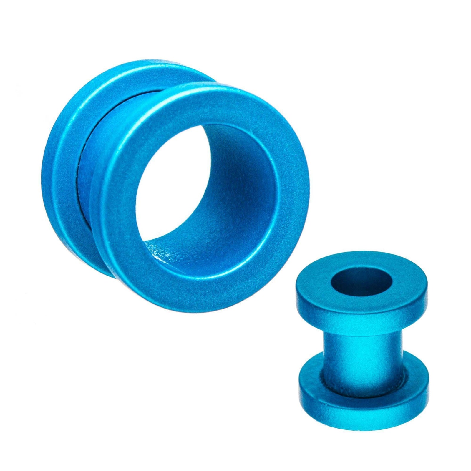 Aqua Silicone Coated Screw Fit Double Flared Ear Gauge Tunnel Plugs - 1 Pair