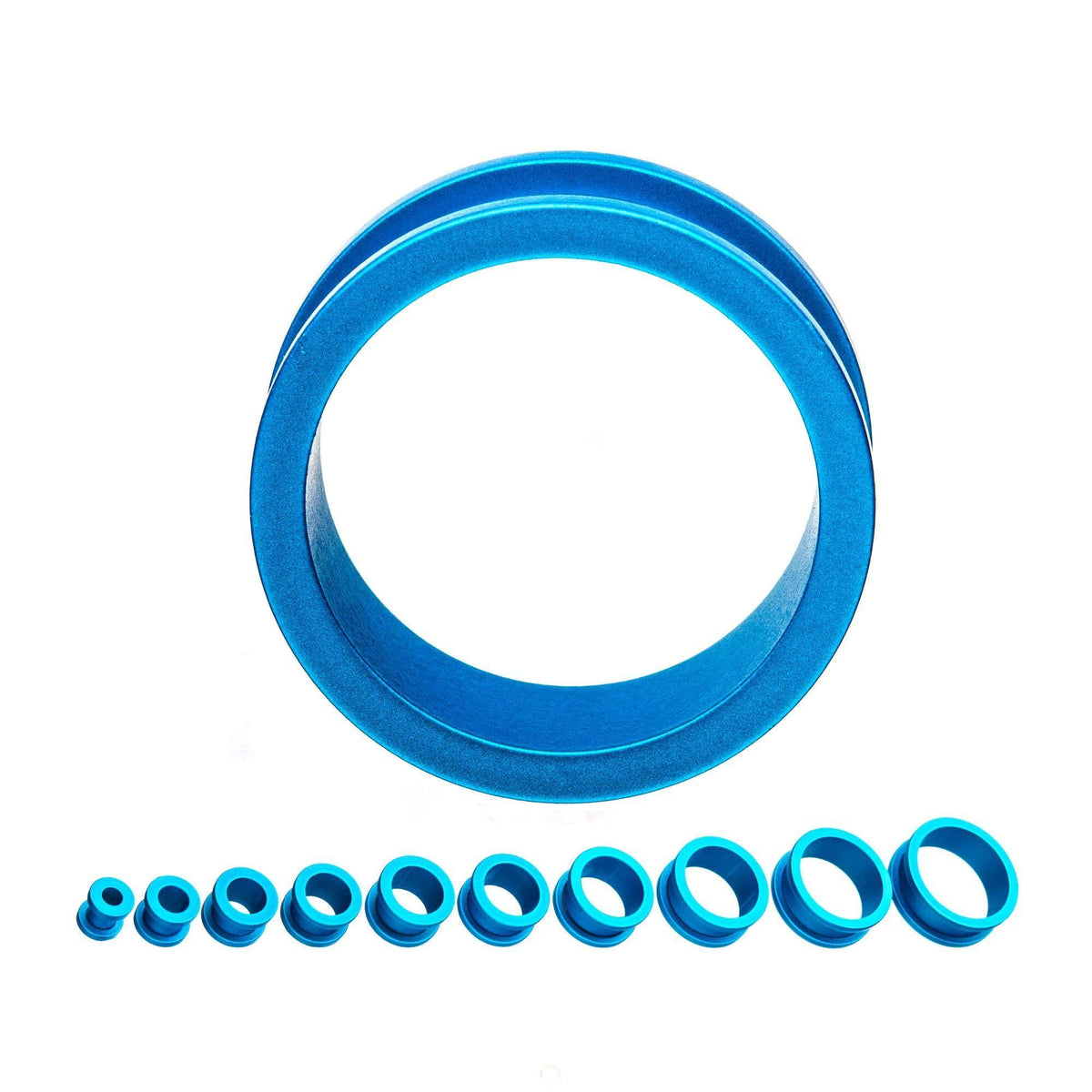 Aqua Silicone Coated Screw Fit Double Flared Ear Gauge Tunnel Plugs - 1 Pair
