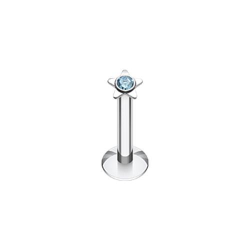 Aqua Sparkle Star Top Internally Threaded Labret