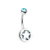Aqua Star Holographic Glitter Inlay Steel Belly Button Ring