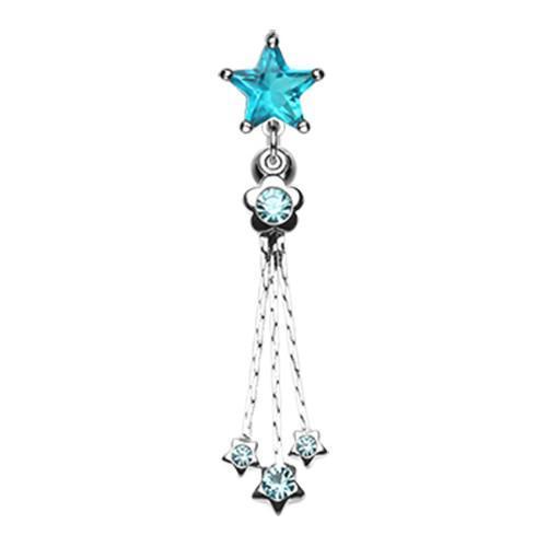 Aqua Star Twinkle Reverse Belly Button Ring