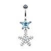 Aqua Stars and Snowflakes Belly Button Ring