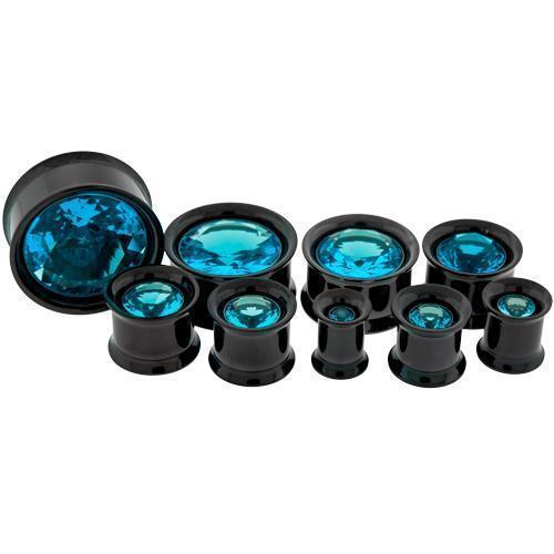 Tunnel Inserts Aqua SWAROVSKI Gem Insert  - 1 Piece #SPLT#2 -Rebel Bod-RebelBod