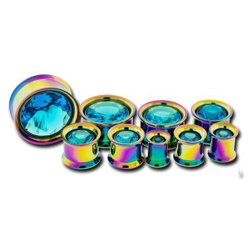 Tunnel Inserts Aqua SWAROVSKI Gem Insert  - 1 Piece #SPLT#2 -Rebel Bod-RebelBod