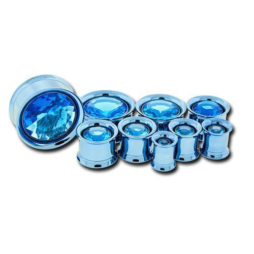 Tunnel Inserts Aqua SWAROVSKI Gem Insert  - 1 Piece #SPLT#2 -Rebel Bod-RebelBod