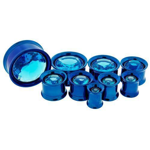 Tunnel Inserts Aqua SWAROVSKI Gem Insert  - 1 Piece #SPLT#2 -Rebel Bod-RebelBod