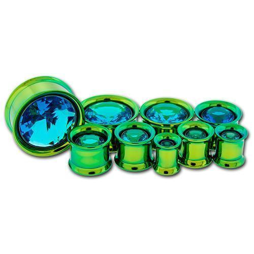 Tunnel Inserts Aqua SWAROVSKI Gem Insert  - 1 Piece #SPLT#2 -Rebel Bod-RebelBod