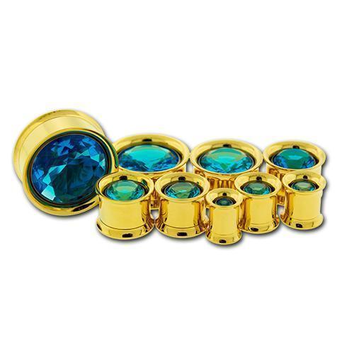 Tunnel Inserts Aqua SWAROVSKI Gem Insert  - 1 Piece #SPLT#2 -Rebel Bod-RebelBod