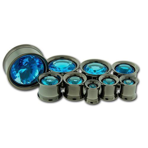 Tunnel Inserts Aqua SWAROVSKI Gem Insert  - 1 Piece #SPLT#2 -Rebel Bod-RebelBod