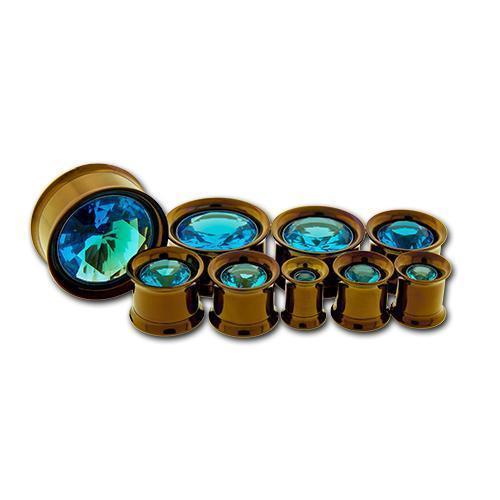 Tunnel Inserts Aqua SWAROVSKI Gem Insert  - 1 Piece #SPLT#2 -Rebel Bod-RebelBod