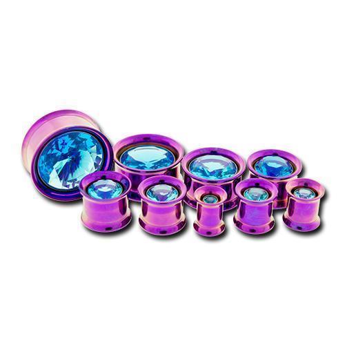 Tunnel Inserts Aqua SWAROVSKI Gem Insert  - 1 Piece #SPLT#2 -Rebel Bod-RebelBod