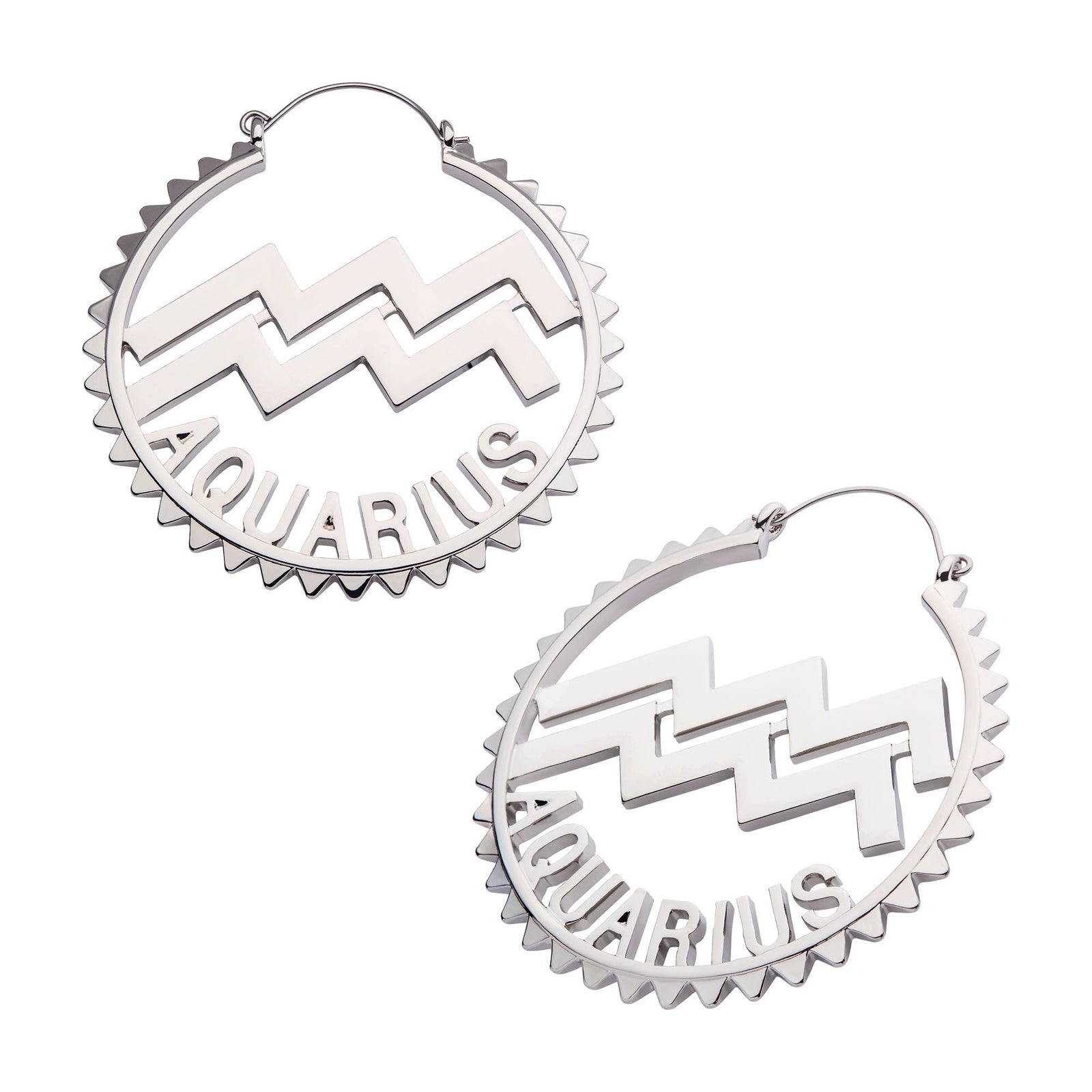 Aquarius Zodiac Sign Plug Hoops -Rebel Bod-RebelBod