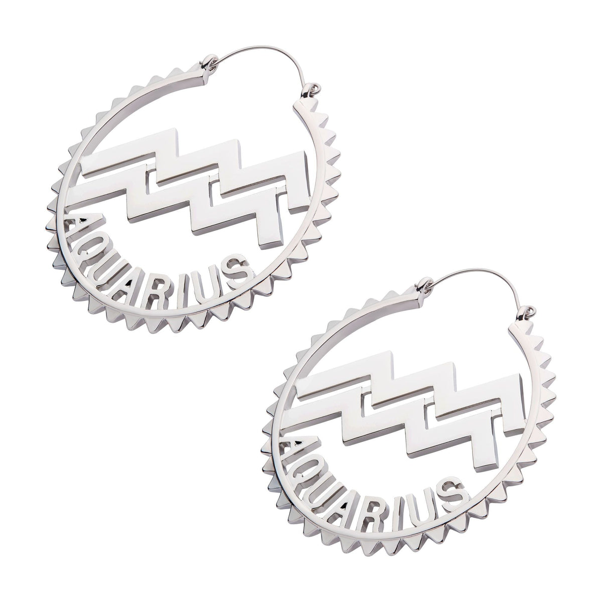 Aquarius Zodiac Sign Plug Hoops -Rebel Bod-RebelBod