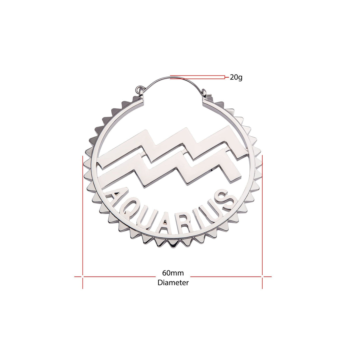 Aquarius Zodiac Sign Plug Hoops -Rebel Bod-RebelBod
