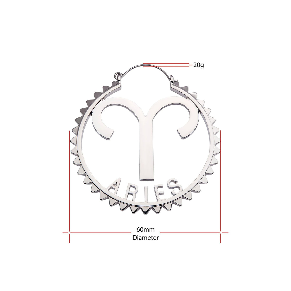 Aries Zodiac Sign Plug Hoops -Rebel Bod-RebelBod