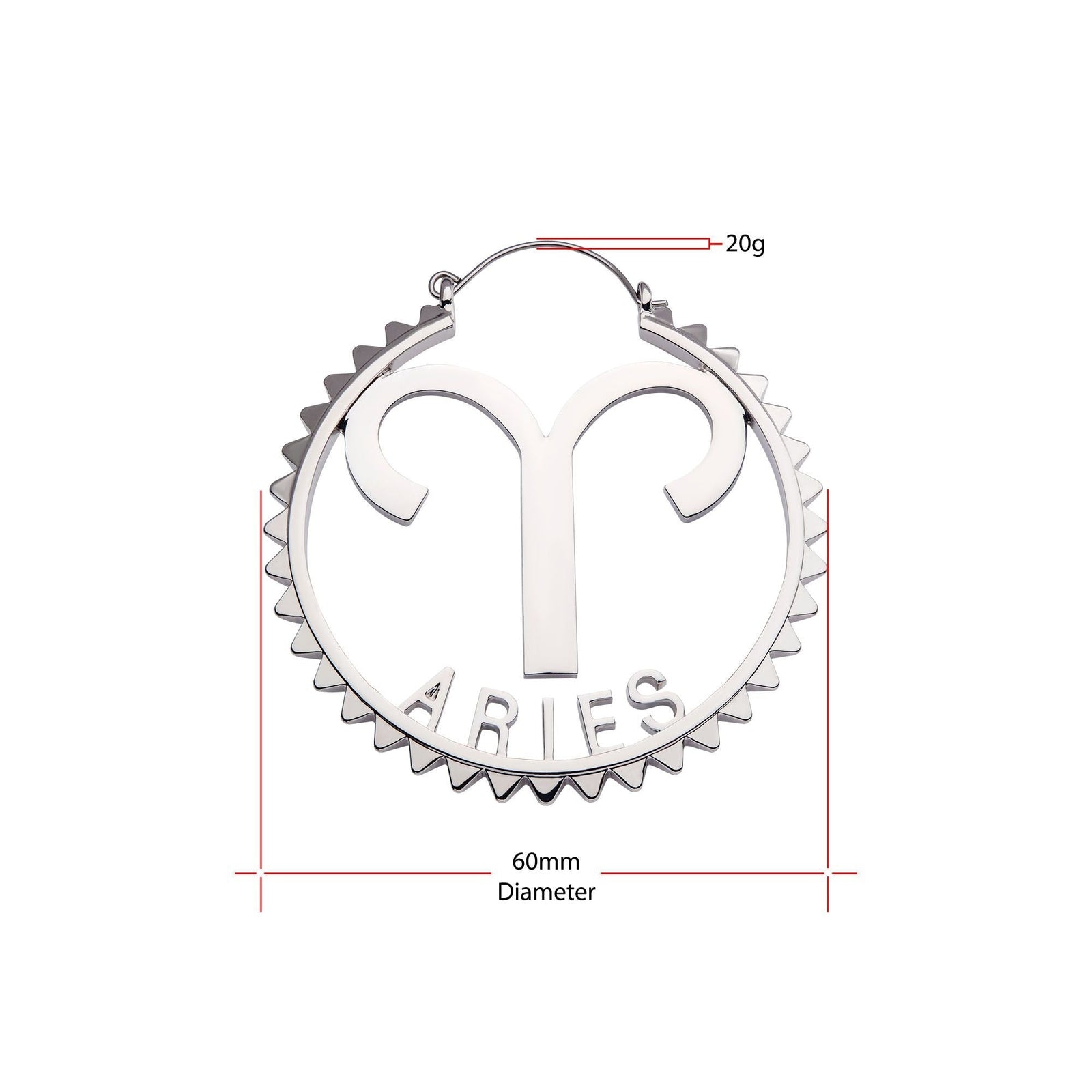Aries Zodiac Sign Plug Hoops -Rebel Bod-RebelBod