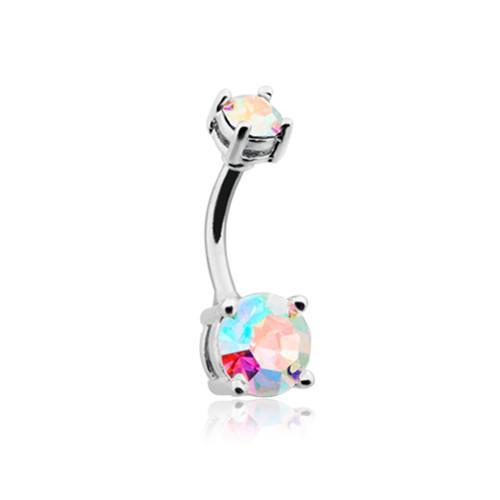 Aurora Borealis Aurora Sparkle Brilliant Gem Prong Set Belly Button Ring