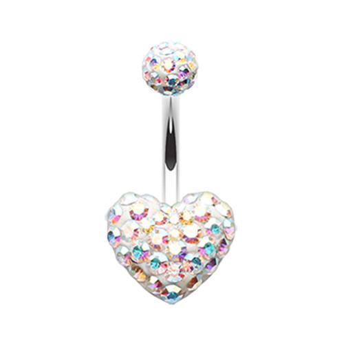 Aurora Borealis Classic Heart Multi-Sprinkle Dot Belly Button Ring