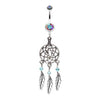 Aurora Borealis Classic Pewter Dream Catcher Belly Button Ring