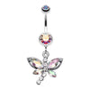 Aurora Borealis Dragonfly Glam Belly Button Ring