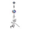 Aurora Borealis Dragonfly Wing Sparkle Belly Button Ring